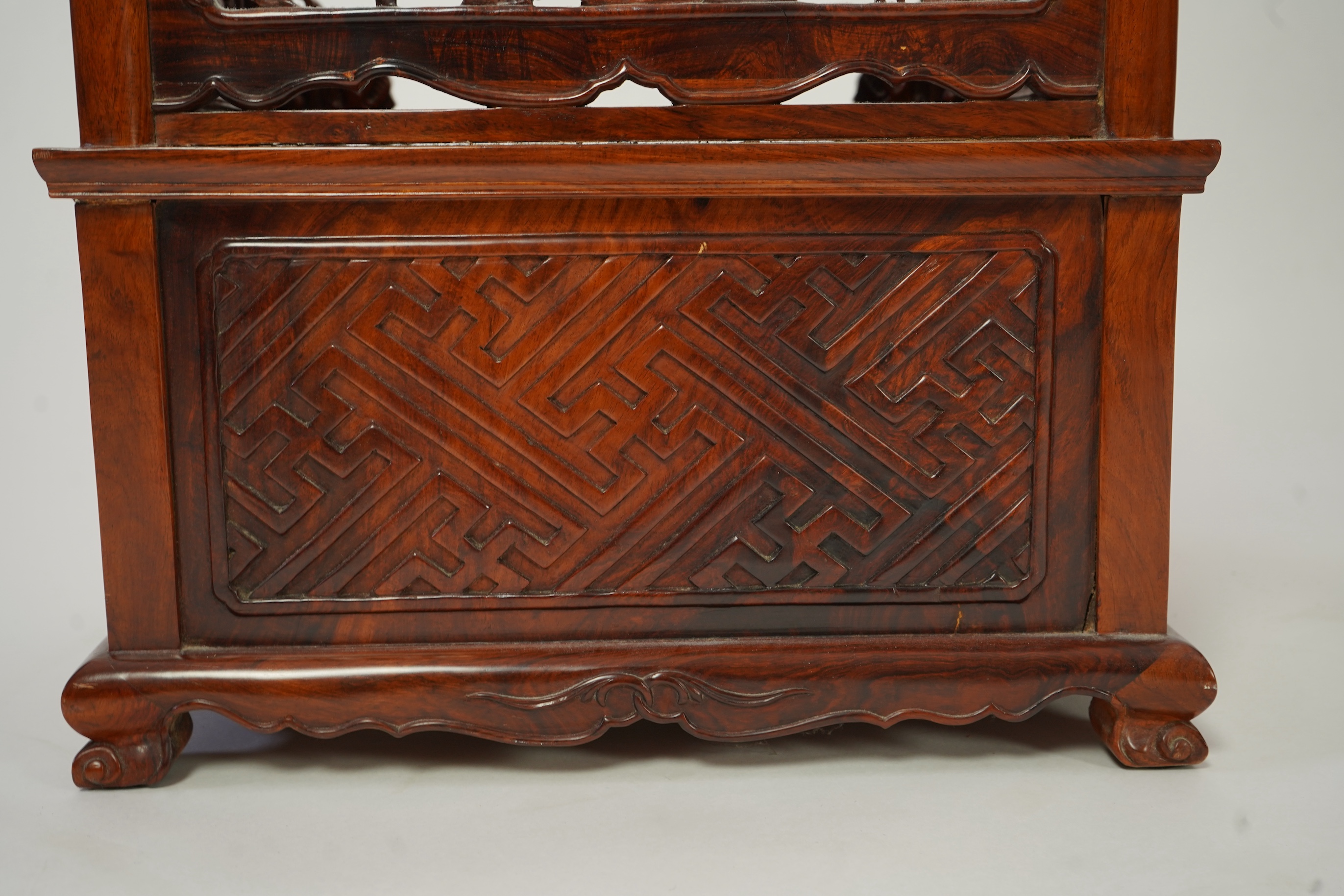 A Chinese huanghuali throne-shaped dressing cabinet, 20th century